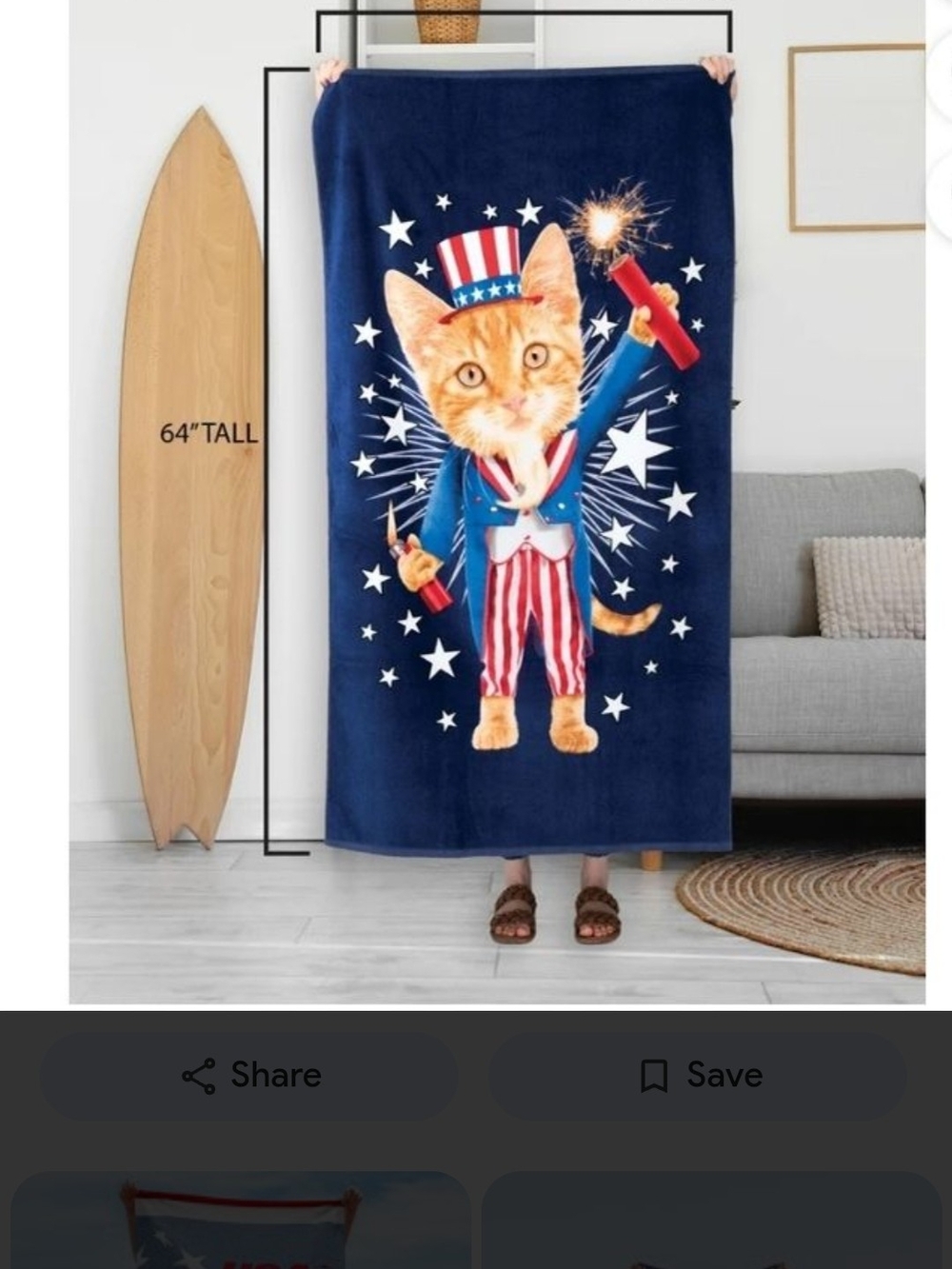 Patriotic Cat Beach Towel